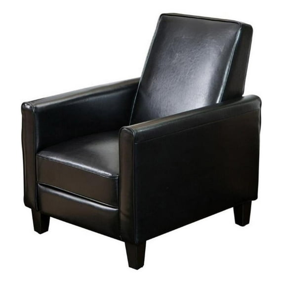 Bowery Hill Modern Bonded Faux Leather Recliner Club Chair in Black