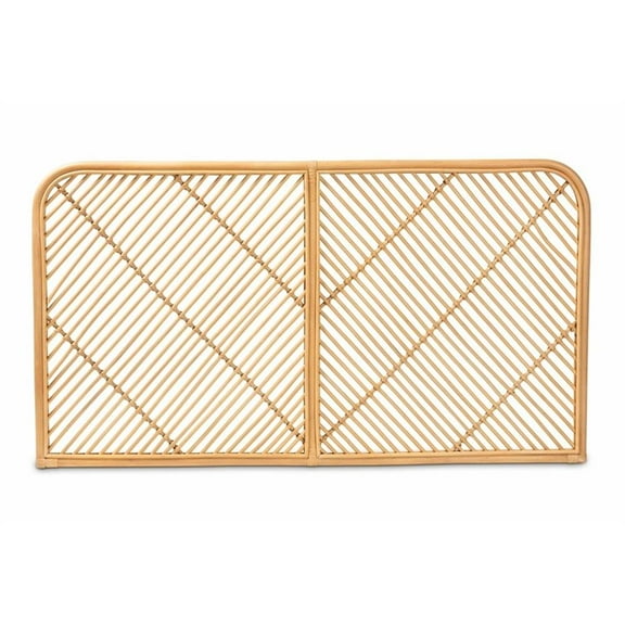 Bowery Hill Modern Brown Rattan Queen Size Wall-mount Headboard