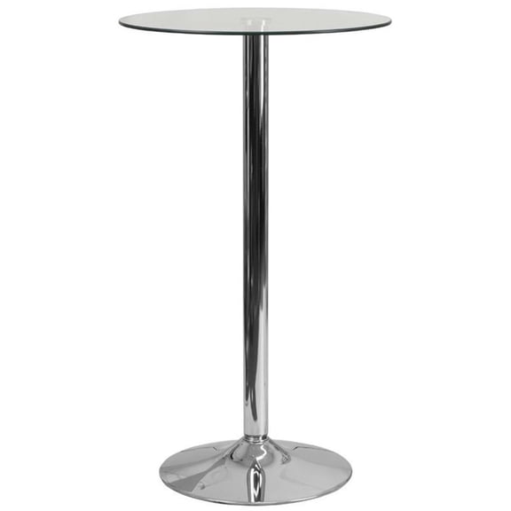 Bowery Hill Modern / Contemporary 23.75" Round Glass Top Bar Table