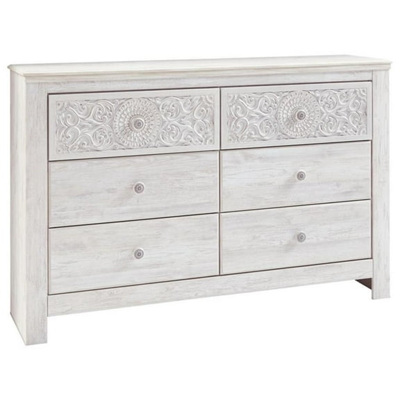 Bowery Hill Modern / Contemporary 6 Drawer Dresser in Whitewash