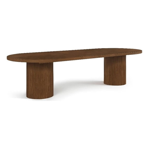 Bowery Hill Modern / Contemporary 90" Brown Oak Wood Dining Table