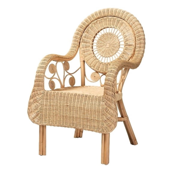Bowery Hill Modern / Contemporary Bohemian Natural Rattan Arm Chair