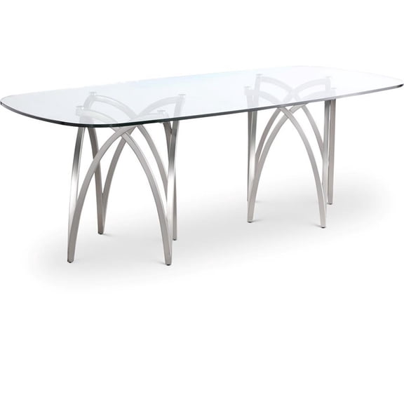 Bowery Hill Modern / Contemporary Brushed Chrome Metal Base Silver Dining Table