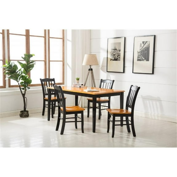 Bowery Hill Modern / Contemporary Dining Chairs Set of 2 - Black & Oak