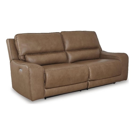 Bowery Hill Modern / Contemporary Leather Brown Power Reclining Sofa