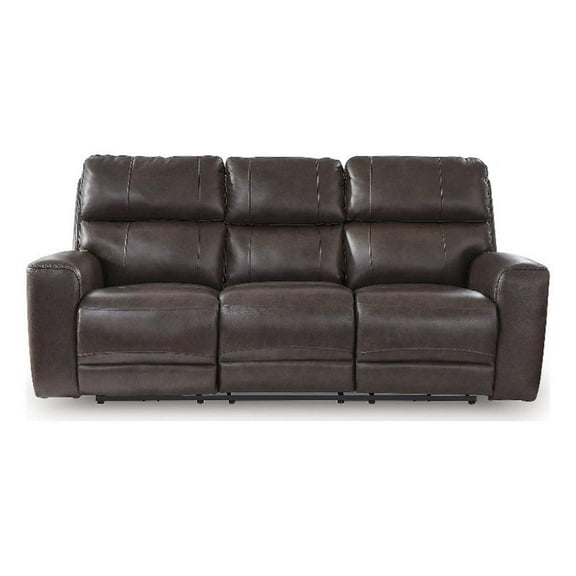 Bowery Hill Modern / Contemporary Leather Brown Power Reclining Sofa