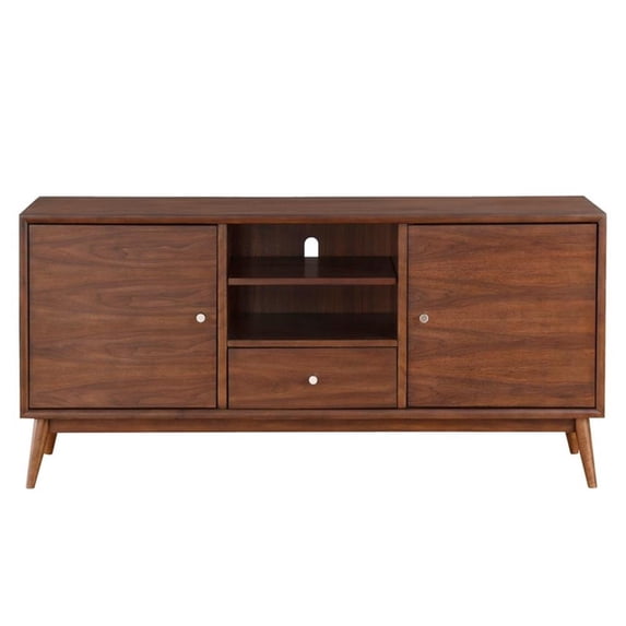 Bowery Hill Modern / Contemporary Wood 64" TV Stand in Brown Finish