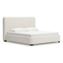 Bowery Hill Modern / Contemporary Wood Beige King Upholstered Bed