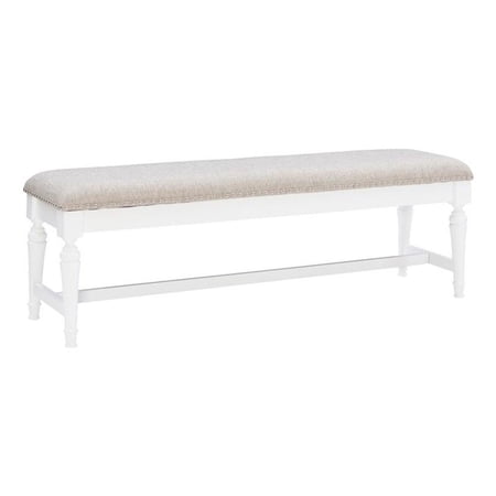 Bowery Hill Modern / Contemporary Wood Bench with Cushioned Seat in White