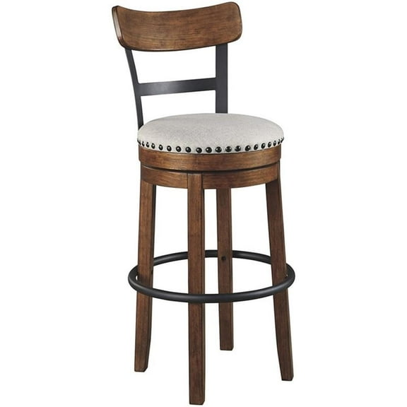 Bowery Hill Modern Engineered Wood 31"H Swivel Bar Stool in Brown