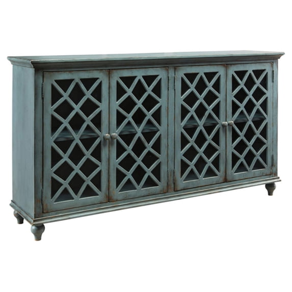Bowery Hill Modern Engineered Wood Accent Cabinet in Antique Teal
