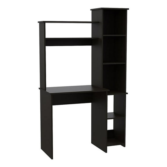 Bowery Hill Modern Engineered Wood Home Office Desk in Black Wengue