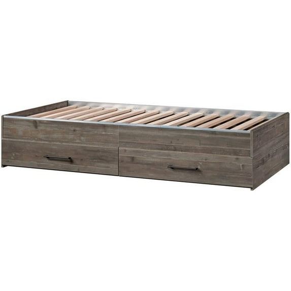 Bowery Hill Modern Engineered Wood Twin Mates Bed in Pebble Pine