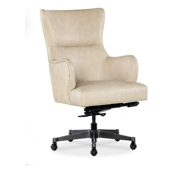 Bowery Hill Modern Executive Tilt Leather Swivel Chair in Beige