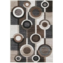 Bowery Hill Modern Fabric 5' x 6'7" Rug in Black and Brown Finish
