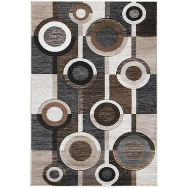 Bowery Hill Modern Fabric 5' x 6'7" Rug in Black and Brown Finish