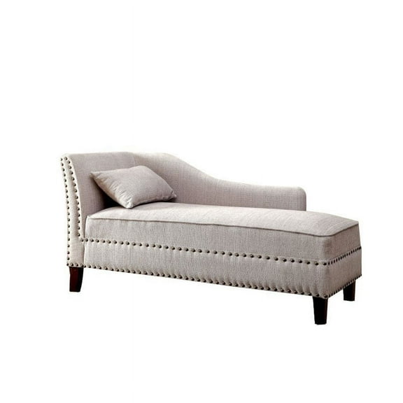 Bowery Hill Modern Fabric Chaise Lounge in Beige