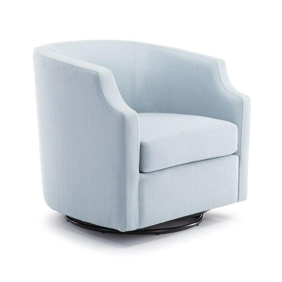 Bowery Hill Modern Fabric Modern Swivel and Rocker Barrel Chair in Blue