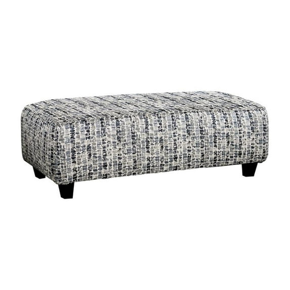 Bowery Hill Modern Fabric Rectangular Ottoman in Bluish Gray