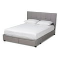 thumbnail image 1 of Bowery Hill Modern Fabric Tufted Platform Storage King Bed in Light Gray, 1 of 12