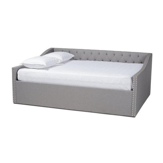Bowery Hill Modern Fabric Upholstered Queen Size Daybed in Light Gray