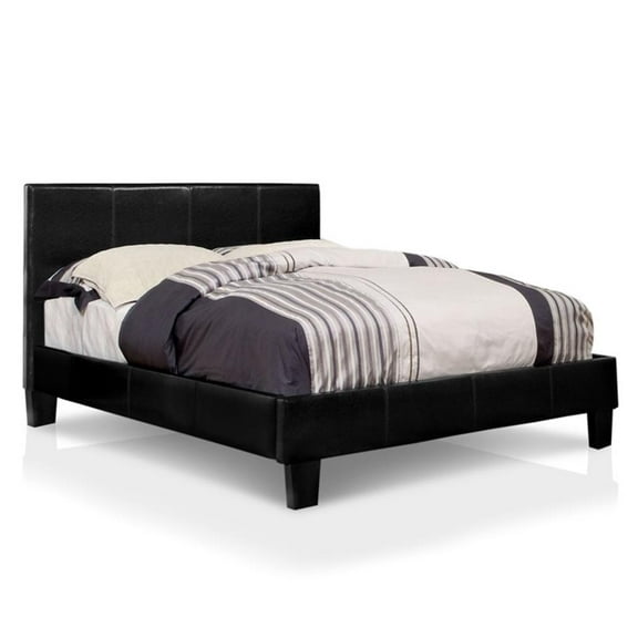 Bowery Hill Modern Faux Leather Cal King Platform Bed in Espresso