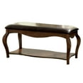 thumbnail image 1 of Bowery Hill Modern Faux Leather Padded Bench in Tobacco Oak Finish, 1 of 4