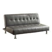 Bowery Hill Modern Faux Leather Sleeper Sofa Bed in Gray/Chrome