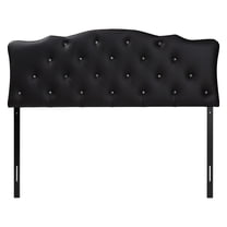 Bowery Hill Modern Faux Leather Tufted Queen Panel Headboard in Black