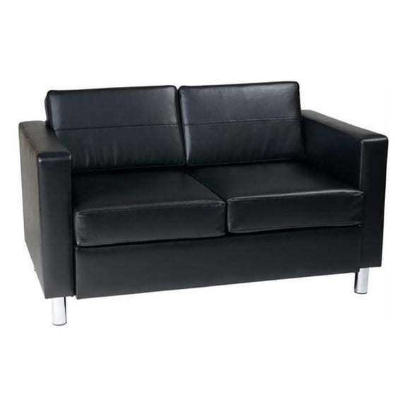 Bowery Hill Faux Leather Black Loveseat Sofa 51.5"W Unassembled