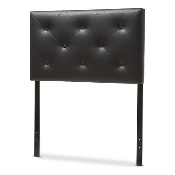 Bowery Hill Modern Faux Leather Upholstered Twin Headboard in Black