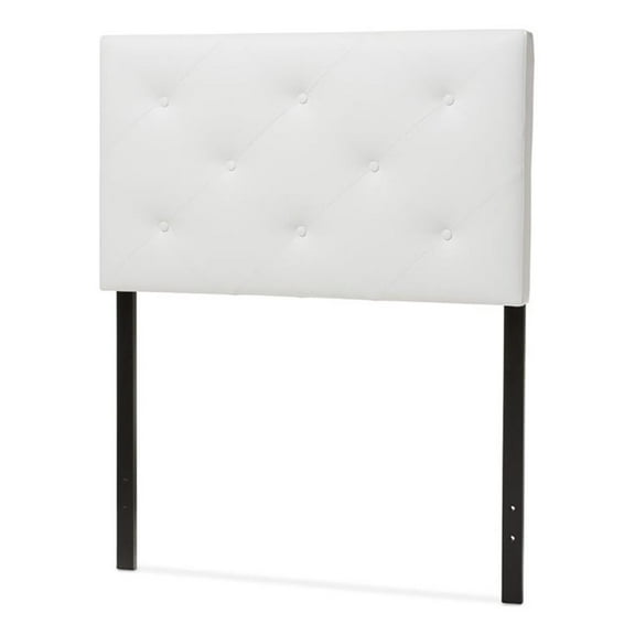 Bowery Hill Modern Faux Leather Upholstered Twin Headboard in White