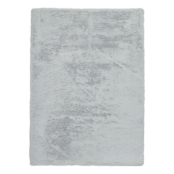 Bowery Hill Modern Faux Rabbit 5' x 7' Area Rug in Pastel Blue