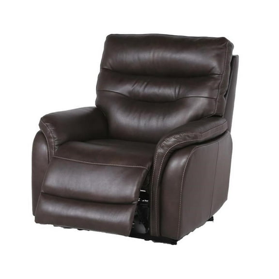 Bowery Hill Modern Fortuna Leather Power Recliner Chair in Espresso