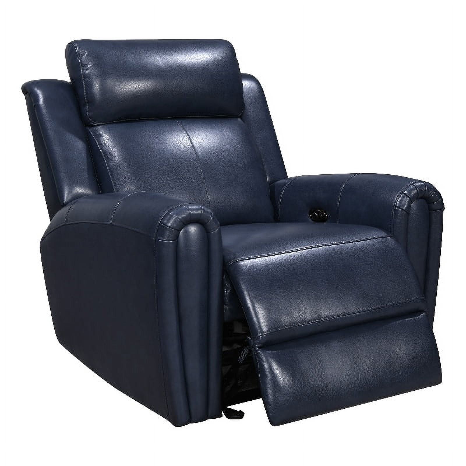 Bowery Hill Modern Geuine Leather & Hardwood Recliner Chair in Blue ...