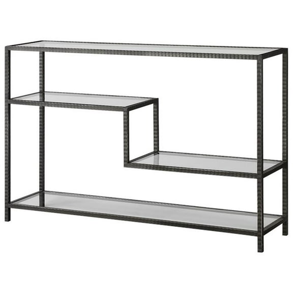 Bowery Hill Modern Glass Accent Console Table in Aged Gunmetal