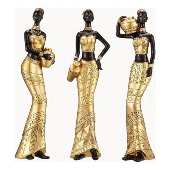 Bowery Hill Modern Gold Glass 3pcs Vintage African Elegant Decor