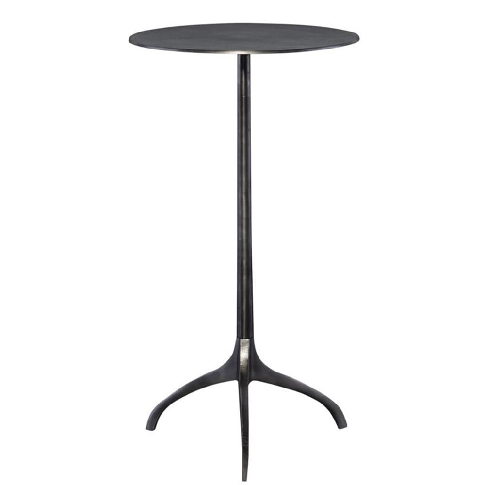 Beacon 14" Black and Silver Industrial Round Accent Table