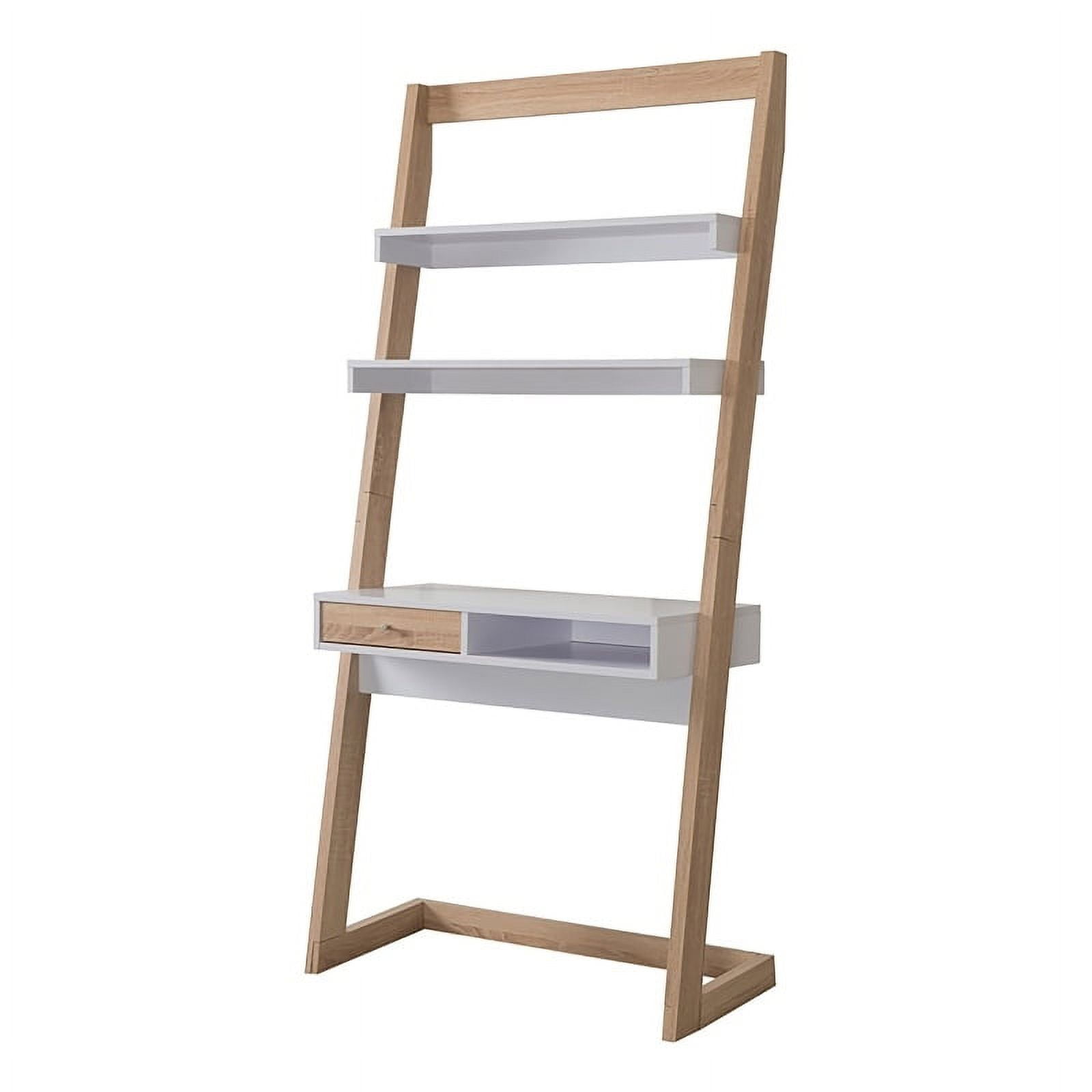 Bowery Hill Modern MDF Wood/Steel Writing Desk in Weathered White