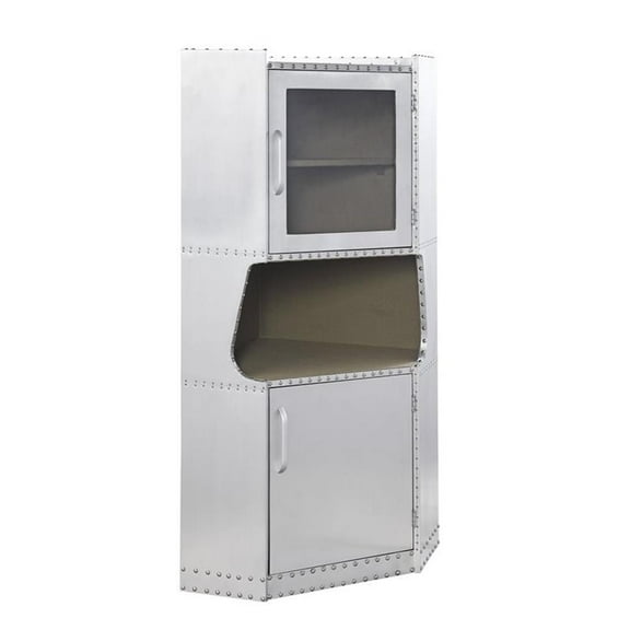 Bowery Hill Modern Metal Cabinet in Aluminum