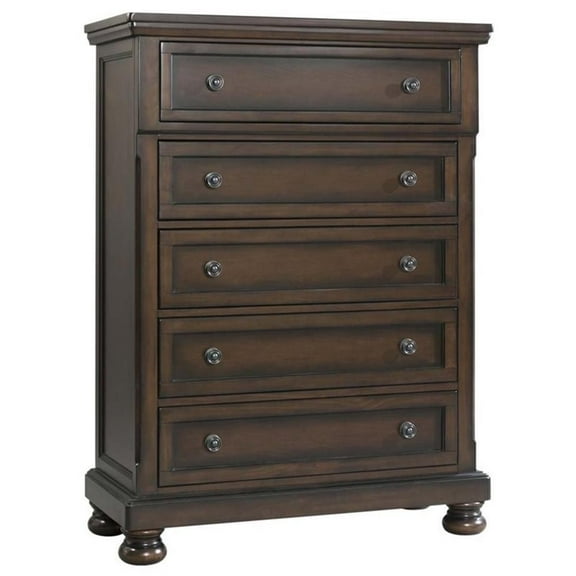 Bowery Hill Modern Metal Chest with Bevel Edge in Walnut