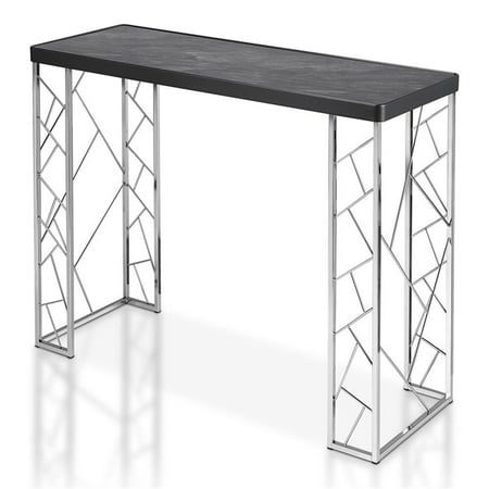 Bowery Hill Modern Metal Console Table in Black and Chrome Finish