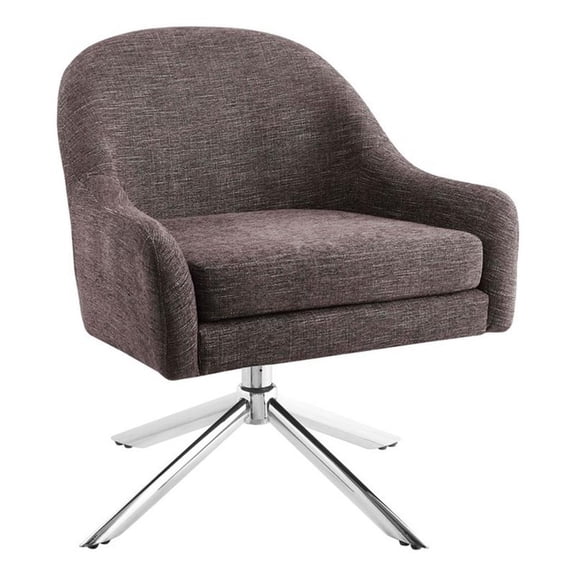 Bowery Hill Modern Metal Granite Swivel Accent Chair in Gray