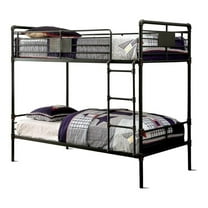 Bowery Hill Modern Metal Twin over Twin Bunk Bed in Antique Black