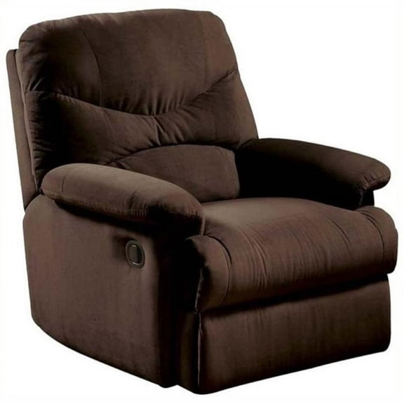 Bowery Hill Modern Microfiber/Wood Recliner in Chocolate/Brown