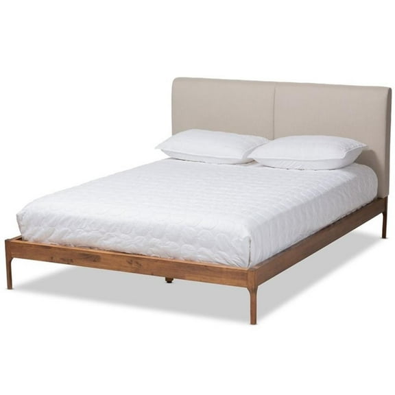 Bowery Hill Modern Modern Upholstered Queen Platform Bed in Beige