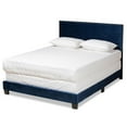 thumbnail image 1 of Bowery Hill Modern Navy Blue Upholstered Queen Size Panel Bed, 1 of 9