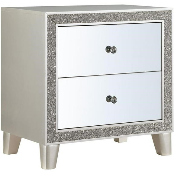 Bowery Hill Modern Nightstand in Mirrored & Champagne Finish