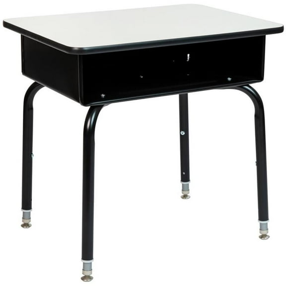 Bowery Hill Modern Open Front Laminate Top Classroom Desk in Gray
