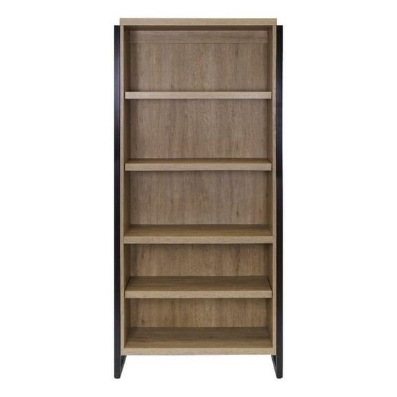 Bowery Hill Modern Open Wood Laminate Bookcase Fully Assembled Light in Brown